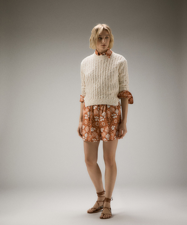 Stranded cotton cable-knit sweater - Peuterey