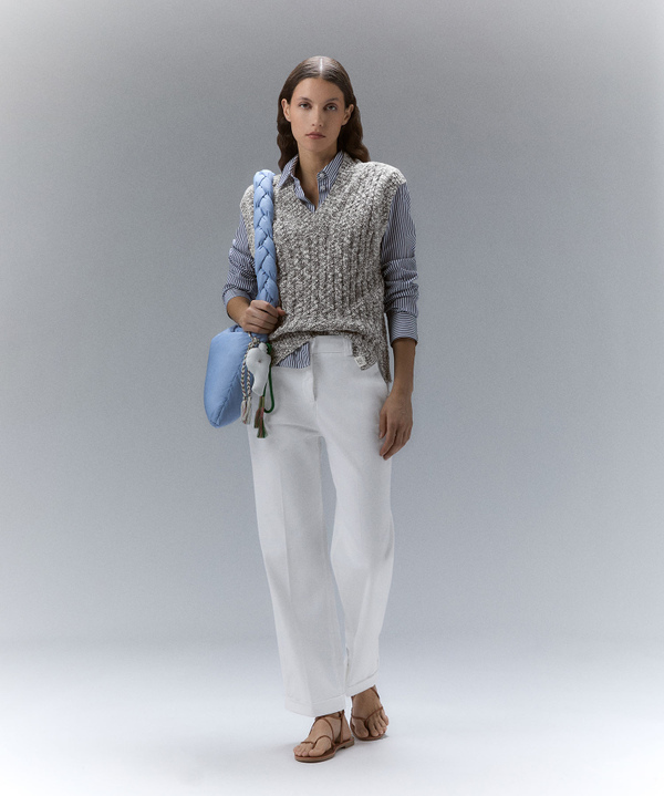 Stranded cotton cable-knit vest - Peuterey