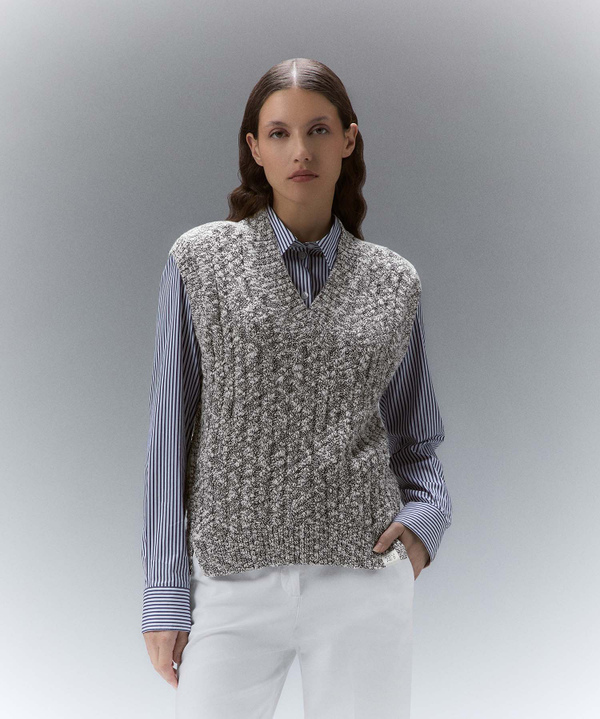 Stranded cotton cable-knit vest - Peuterey