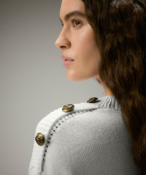 Stand-up collar sweater with jewel buttons - Peuterey