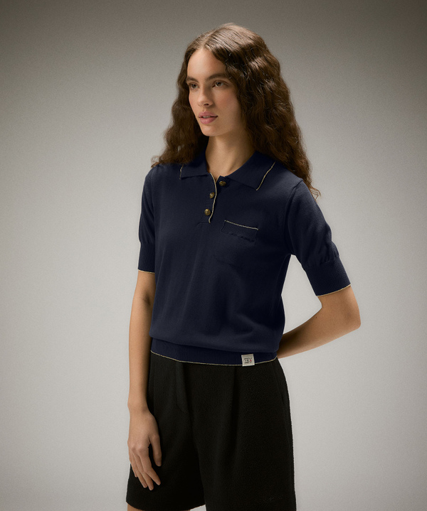 Polo in cotone crêpe con dettagli in lurex - Peuterey