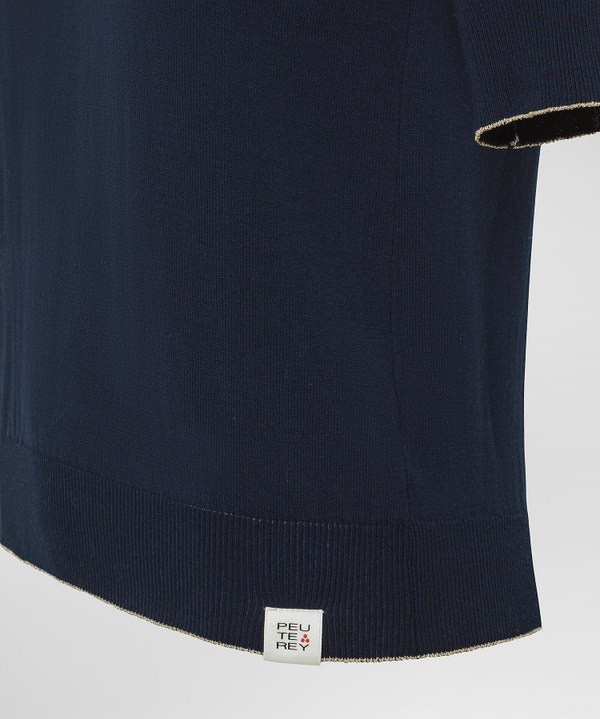 Cotton crepe polo shirt with lurex details - Peuterey