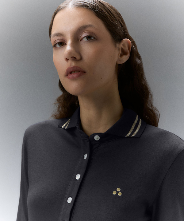 Modal cotton slim polo shirt with lurex details - Peuterey