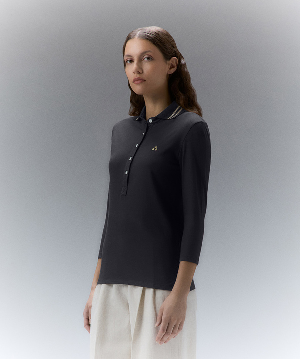 Modal cotton slim polo shirt with lurex details - Peuterey