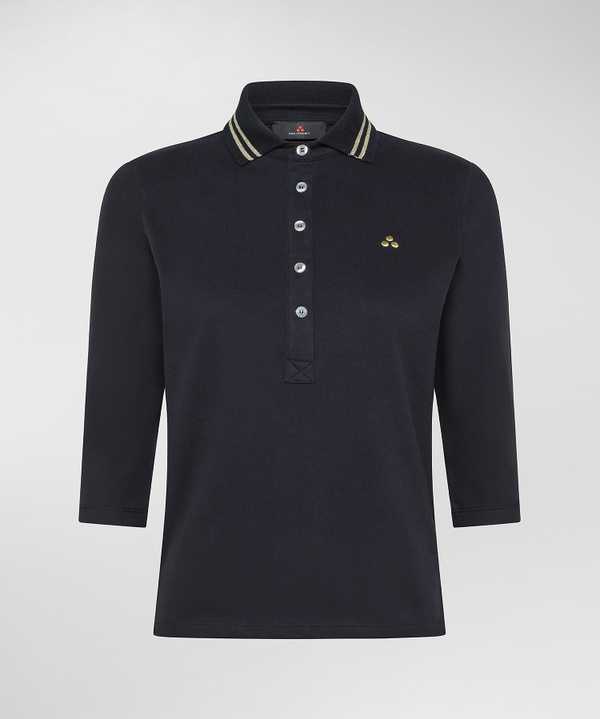 Modal cotton slim polo shirt with lurex details - Peuterey