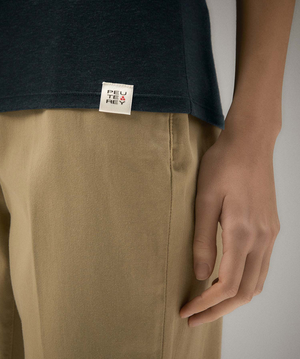 Lyocel and linen wide collar t-shirt - Peuterey