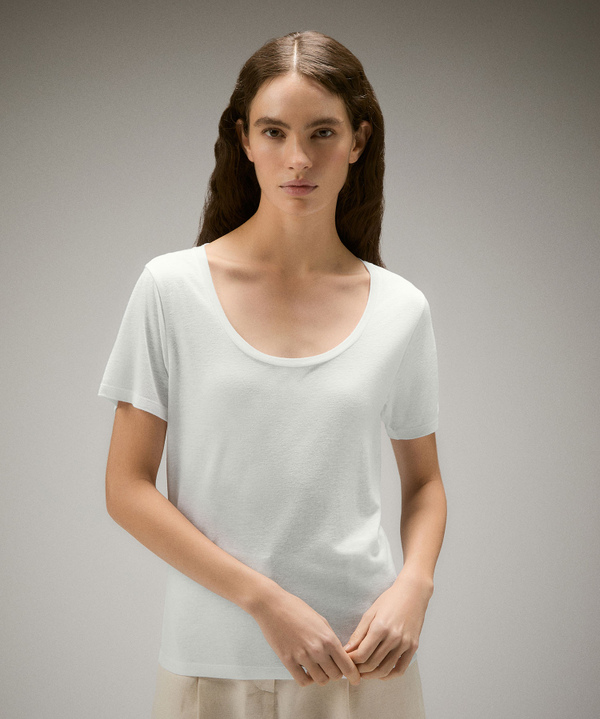 T-Shirt mit Rundhalsausschnitt aus Lyocell und Leinen - Peuterey