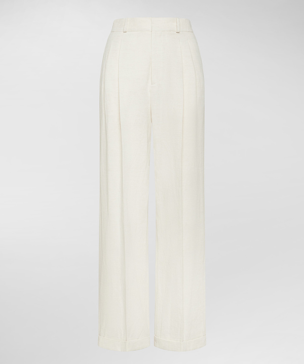 Linen blend high-waisted trousers - Peuterey
