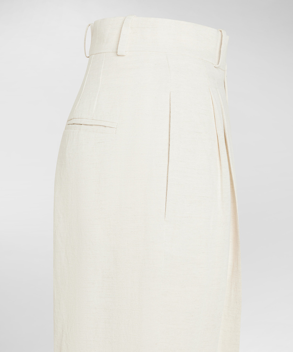 Linen blend high-waisted trousers - Peuterey