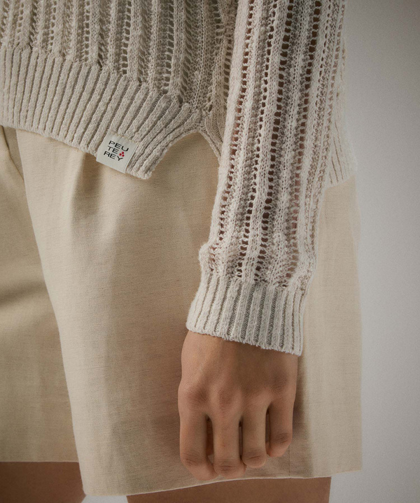 Stranded linen and silk blend knit sweater - Peuterey