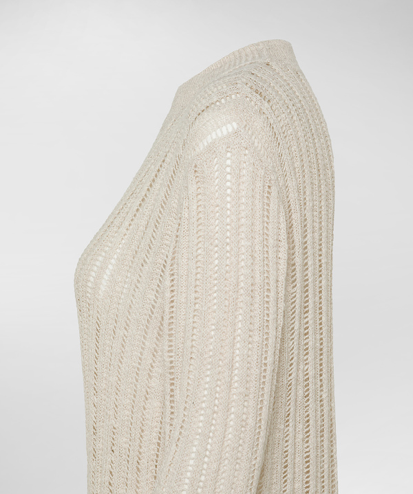 Stranded linen and silk blend knit sweater - Peuterey