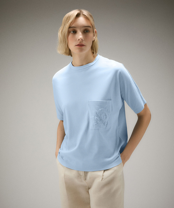 T-shirt with kimono shoulder and pocket with printed detail - Peuterey