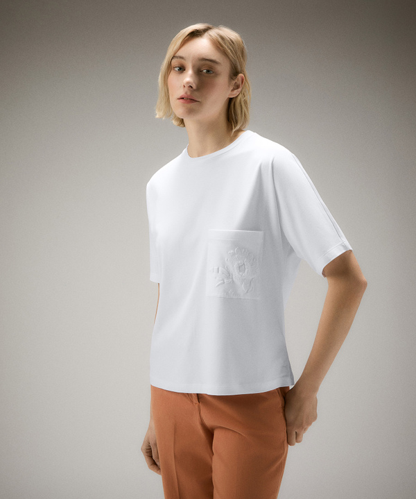 T-Shirt mit Kimono-Schulter und Brusttasche mit Druckdetail - Peuterey