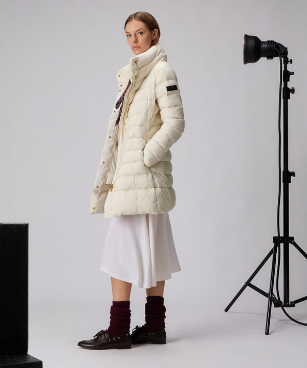 Long, slim-fit down jacket with high collar - Peuterey