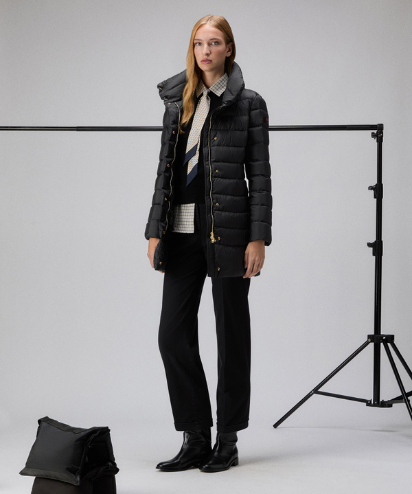 Long, slim-fit down jacket with high collar - Peuterey