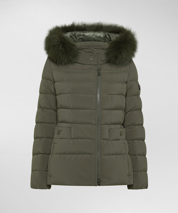Short hooded down jacket with fur - Peuterey