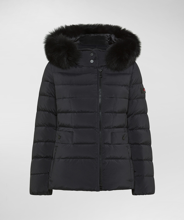 Short hooded down jacket with fur - Peuterey