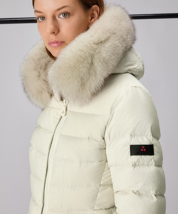 Short hooded down jacket with fur - Peuterey