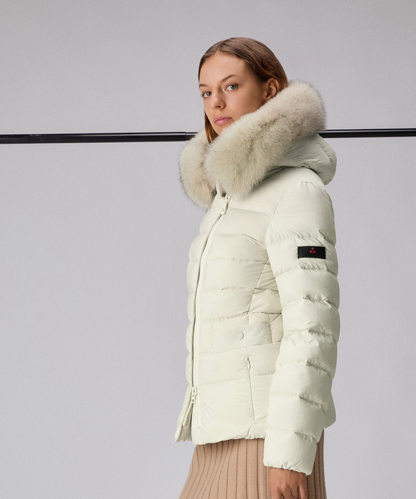 Short hooded down jacket with fur - Peuterey