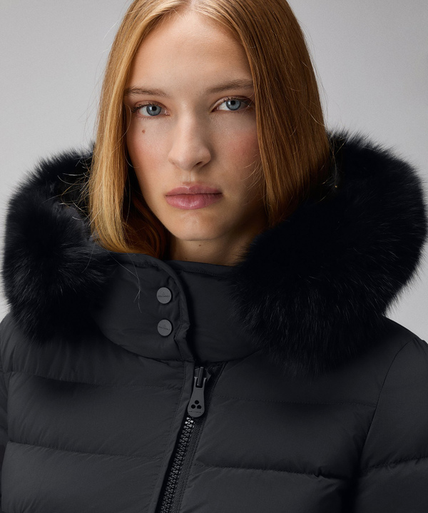 Long down jacket with high collar and fur - Peuterey