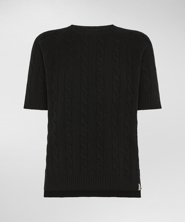 Short-sleeved carded wool sweater - Peuterey