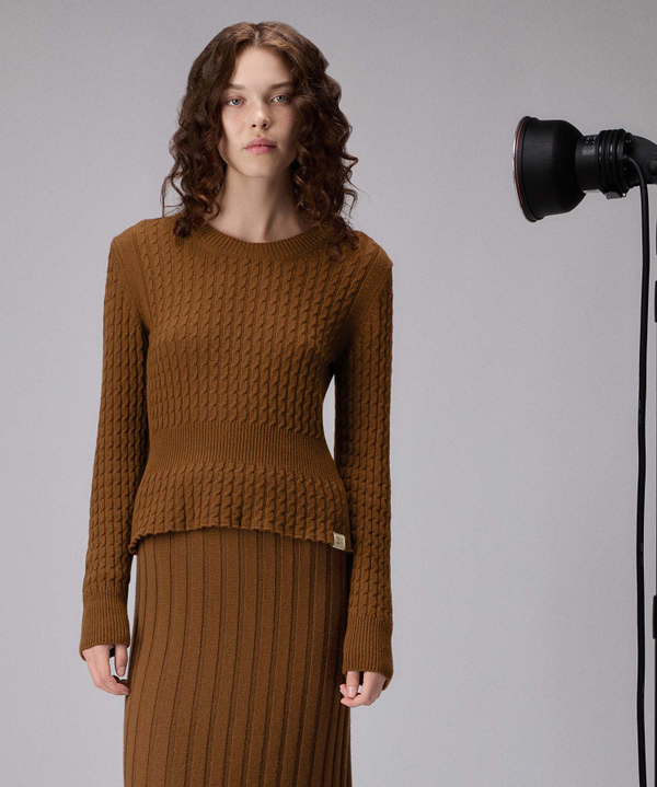 Cable knit sweater with waistband - Peuterey