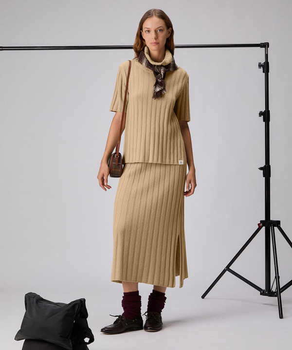 Ribbed wool high-collar sweater - Peuterey