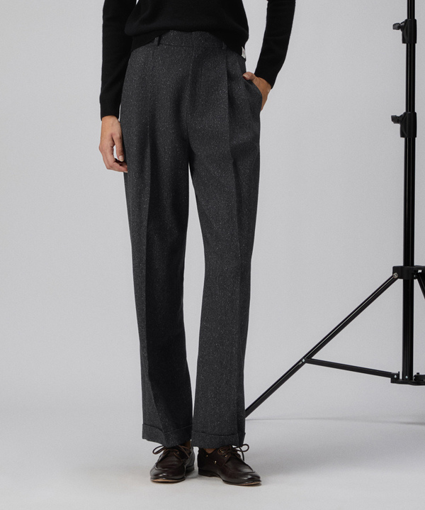Wool twill herringbone weave trousers - Peuterey