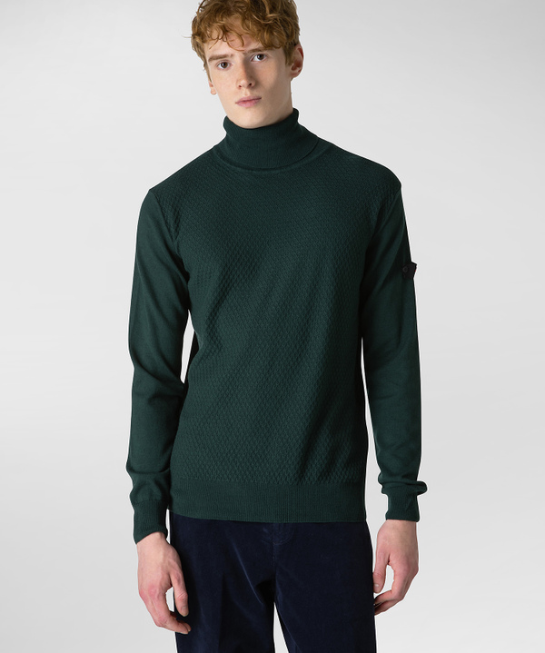 Acid-dyed knitted jumper in cotton-wool blend - Peuterey