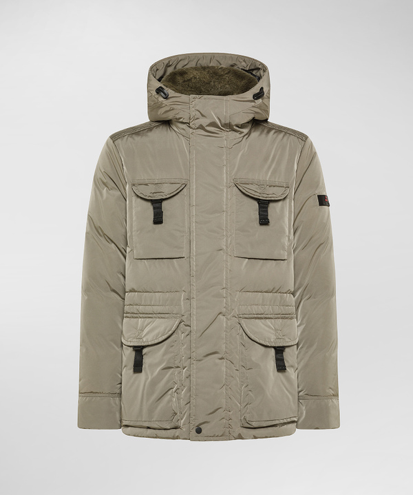 FELDJACKE AUS TAFT MIT PELZKAPUZE - Peuterey