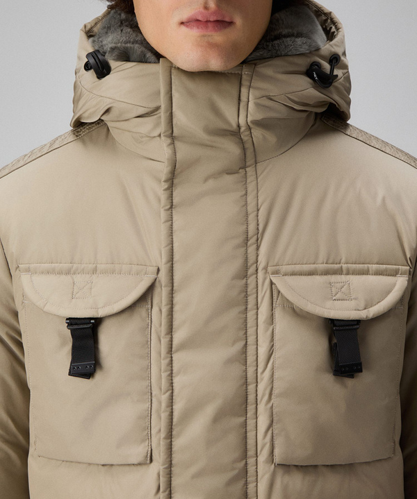 FELDJACKE AUS TAFT MIT PELZKAPUZE - Peuterey