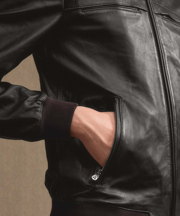 Leather jacket with jersey details - Peuterey