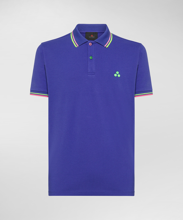 Piquet polo shirt with fluorescent details for men blue Peuterey