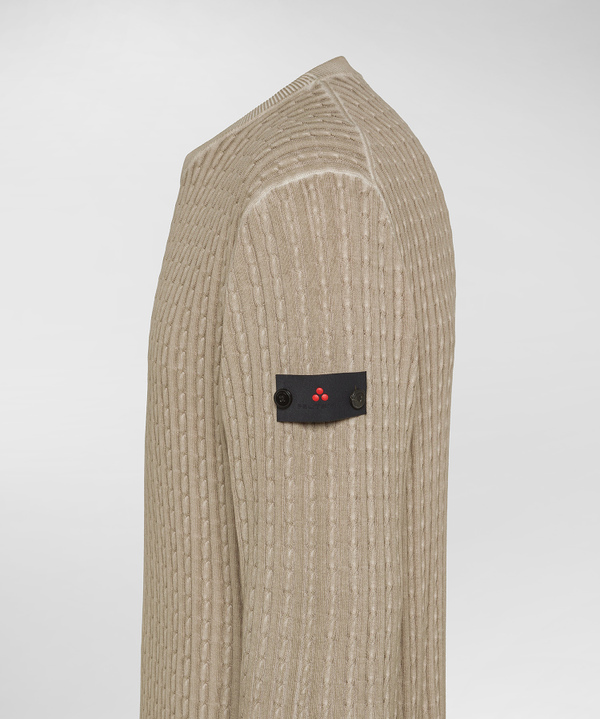 Pullover mit Zopfmuster aus Baumwolltrikot - Peuterey