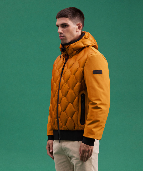 BI-MATERIAL-BOMBERJACKE MIT GEOMETRISCHER STEPPUNG - Peuterey