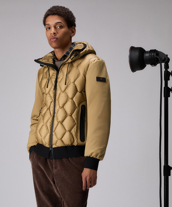 TWO-MATERIAL BOMBER JACKET WITH GEOMETRIC QUILTING - Peuterey