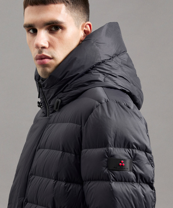 Ultra lightweight long nylon down jacket for men blue Peuterey
