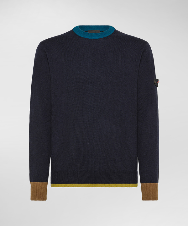 Peuterey Pullover In Tricot Misto Lana Con Dettagli A Contrasto