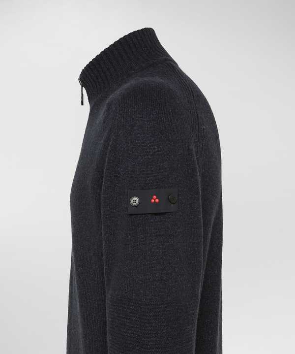 Wollpullover mit durchgehendem Reißverschluss und Mouliné-Effekt - Peuterey