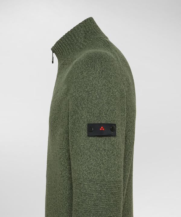 Wollpullover mit durchgehendem Reißverschluss und Mouliné-Effekt - Peuterey