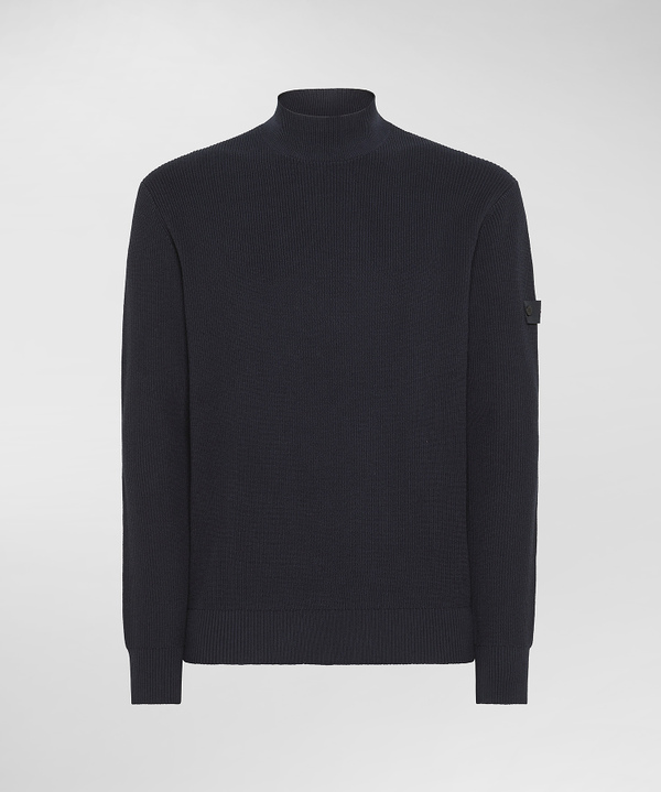 PATENTMUSTER-STEHKRAGENPULLOVER AUS BAUMWOLLE - Peuterey
