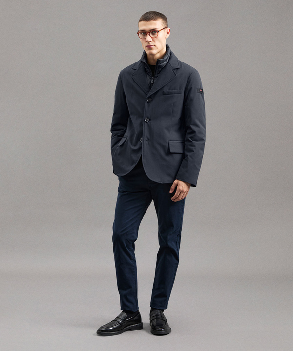 Giacca in nylon stretch con pettorina staccabile da uomo blu Peuterey