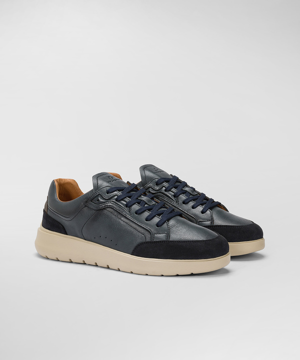 Leather Sneakers With Colourful Suede Details - Peuterey
