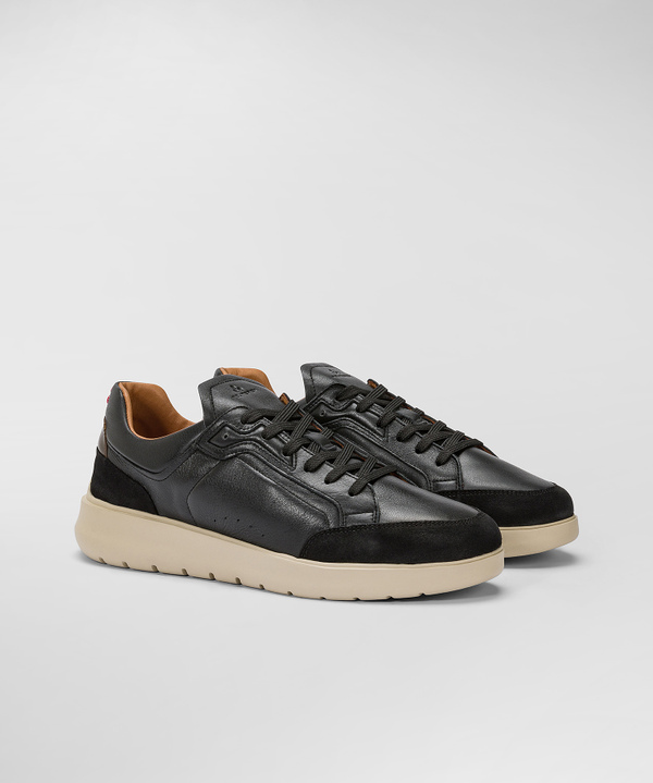 Sneakers In Pelle Con Dettagli Suede Colorati - Peuterey
