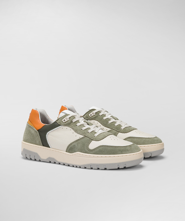 Suede And Leather Basket Sneakers - Peuterey