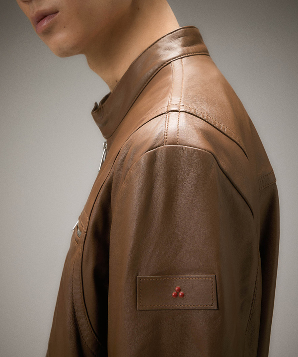 Bikerjacke aus Leder mit Brusttasche - Peuterey