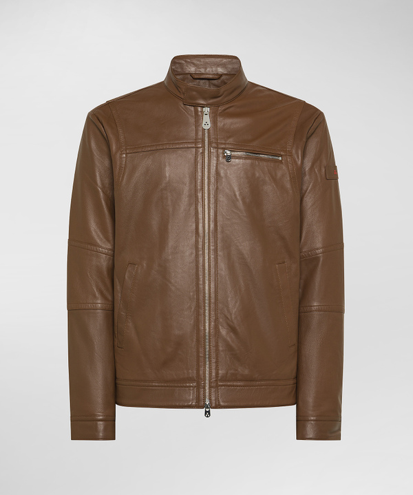 Leather biker jacket with chest pockets - Peuterey