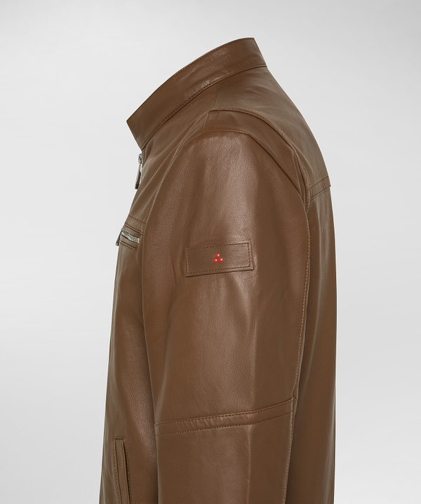 Leather biker jacket with chest pockets - Peuterey