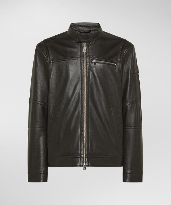 Biker in pelle con taschino al petto - Peuterey