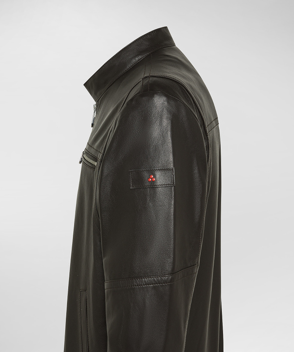 Biker in pelle con taschino al petto - Peuterey